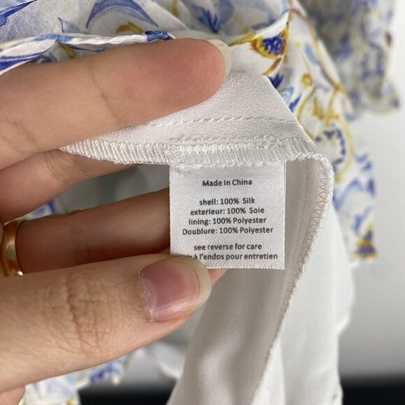 Caroline Constas Women's 100% Silk Tiered Mini Dress Size XS Long Sleeve Dahlia - Picture 4 of 9